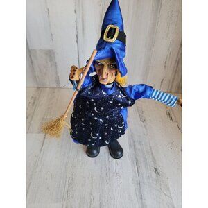 Animated Blue Moon scary witch Halloween pop Decor light up